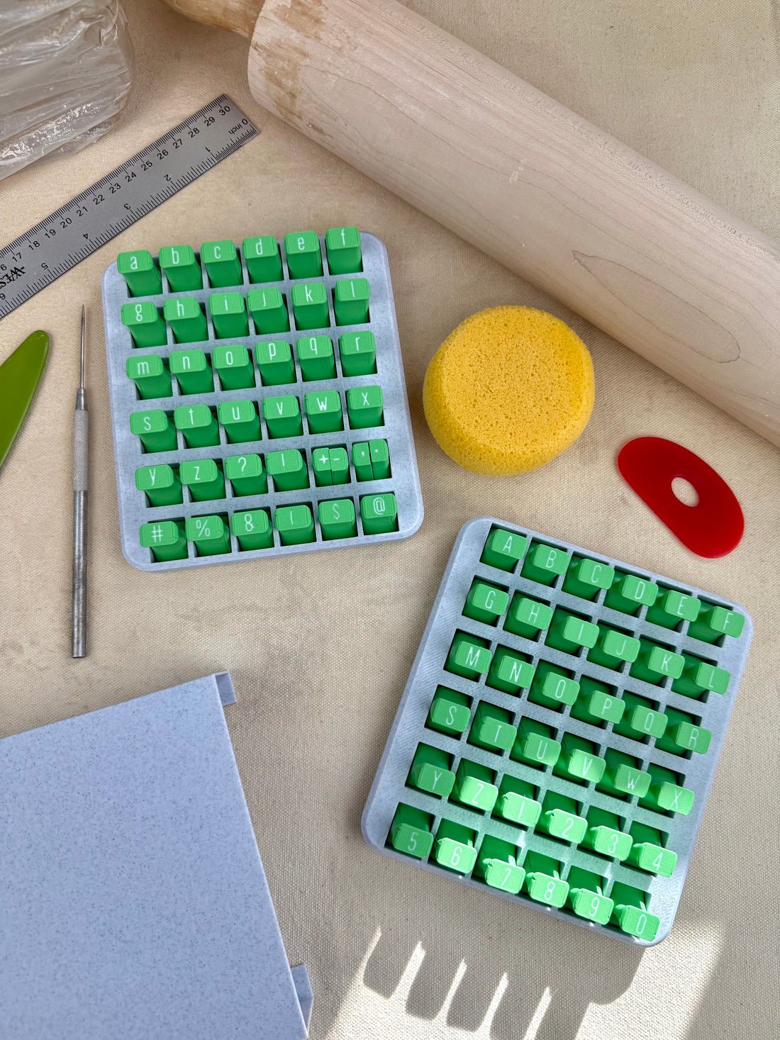 Uppercase and Lowercase Alphabet & Number Clay Stamp Sets