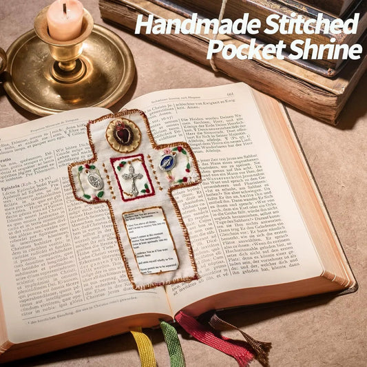 ✝️pocket shrine WithSilver cross included Inside