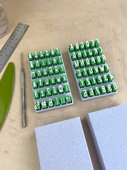Uppercase and Lowercase Alphabet & Number Clay Stamp Sets