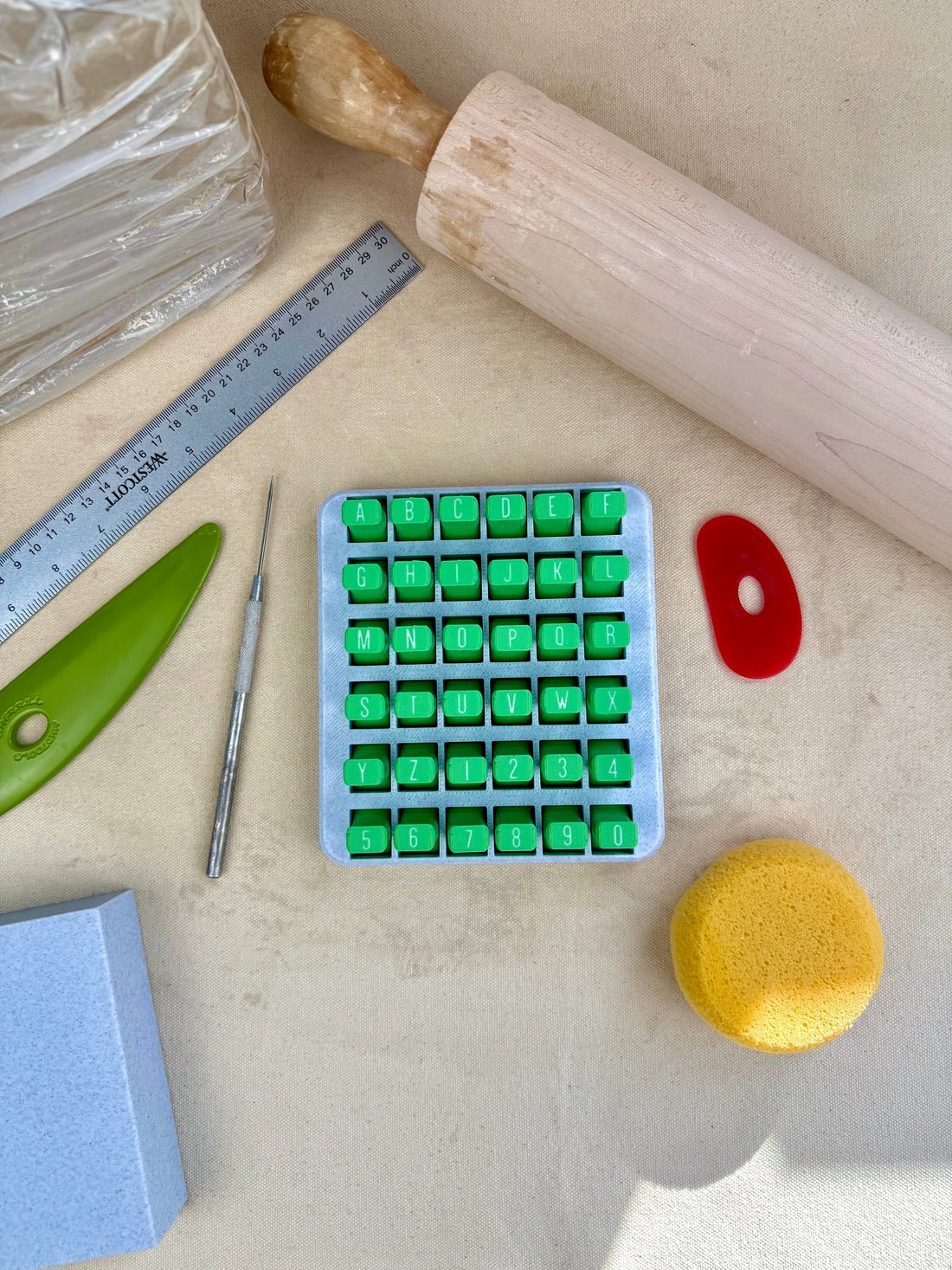 Uppercase and Lowercase Alphabet & Number Clay Stamp Sets