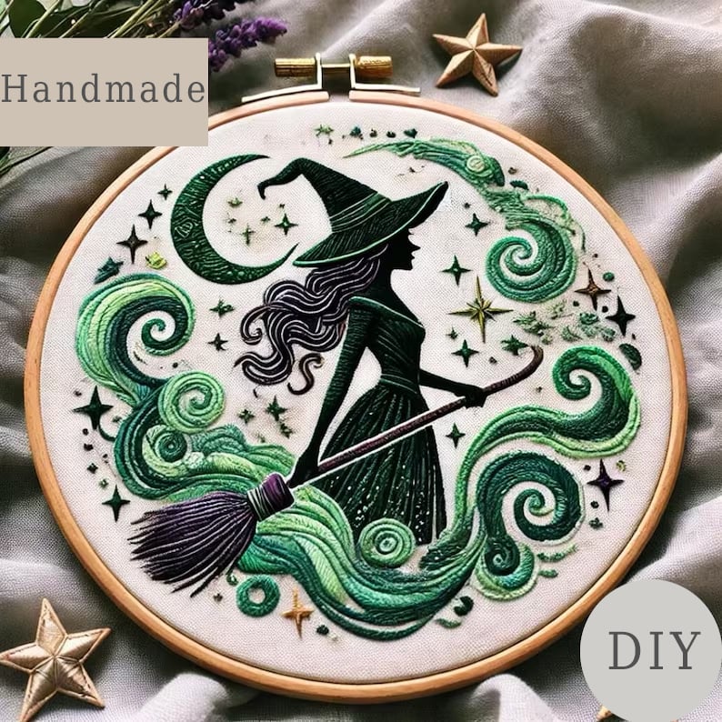 🎉Pink Witch Embroidery KIT