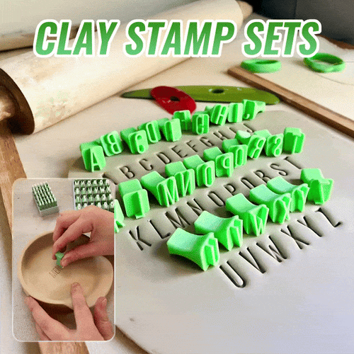 Uppercase and Lowercase Alphabet & Number Clay Stamp Sets